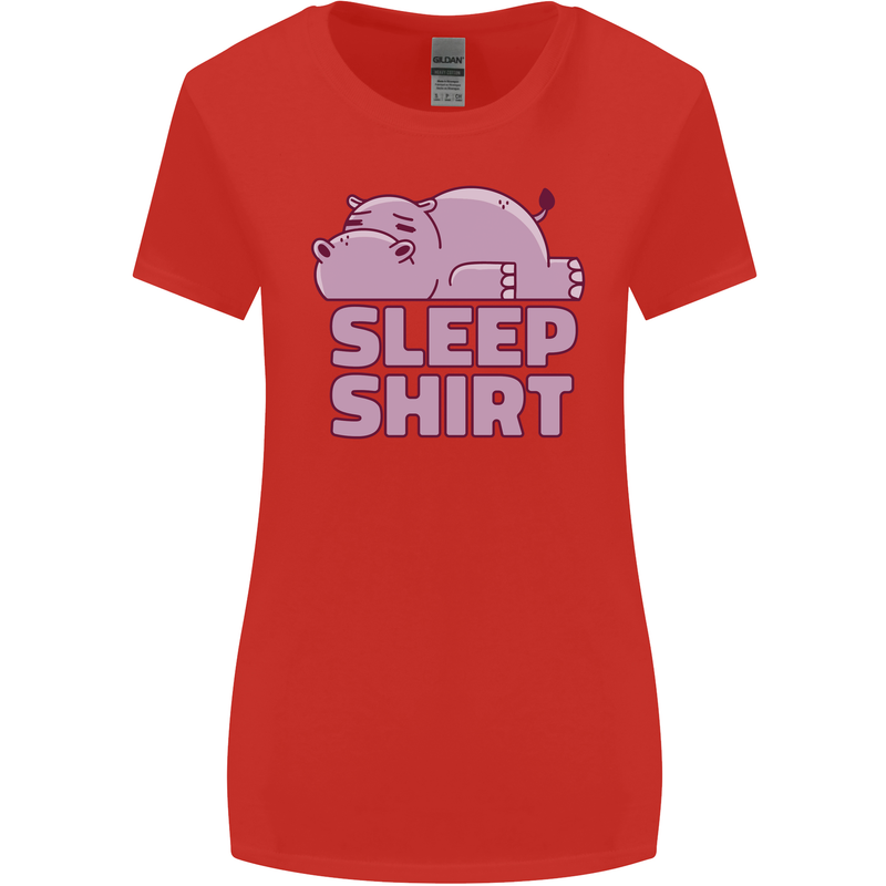 A Hippo Sleeping Shirt Hippomotamus Womens Wider Cut T-Shirt Red