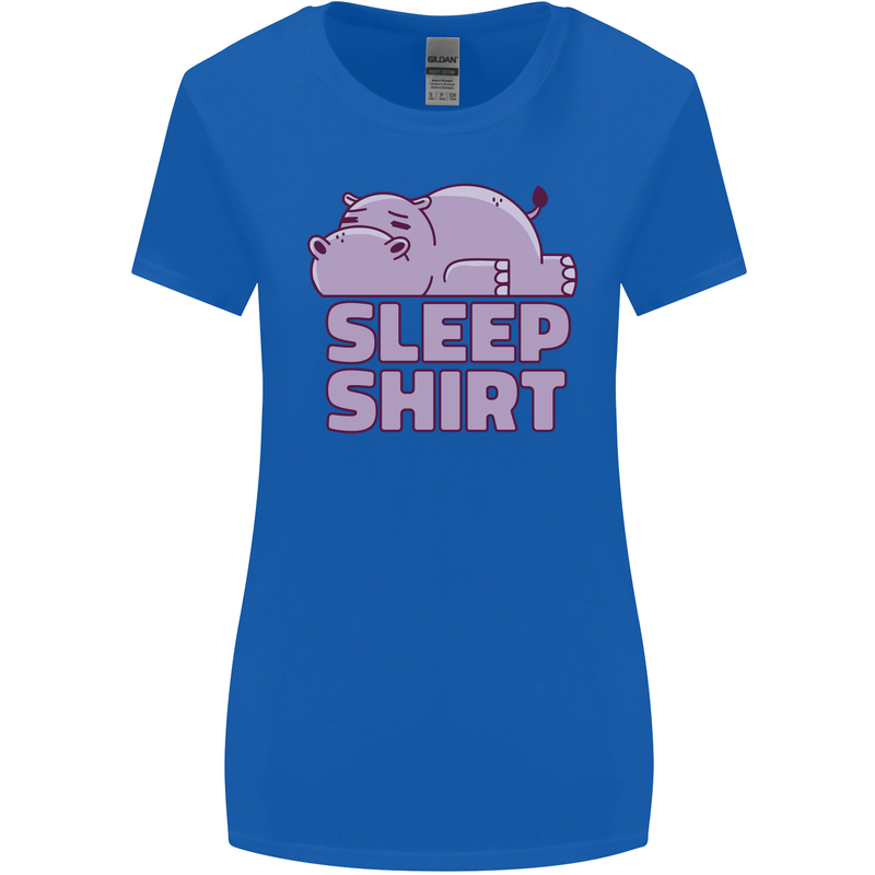 A Hippo Sleeping Shirt Hippomotamus Womens Wider Cut T-Shirt Royal Blue