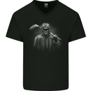A Hockey Player Mens V-Neck Cotton T-Shirt Black