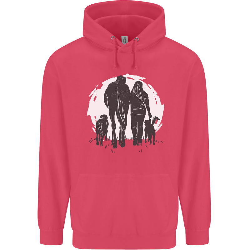 A Horse and Dogs Equestrian Riding Rider Childrens Kids Hoodie Heliconia