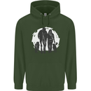 A Horse and Dogs Equestrian Riding Rider Mens 80% Cotton Hoodie Forest Green