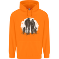A Horse and Dogs Equestrian Riding Rider Mens 80% Cotton Hoodie Orange