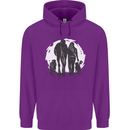 A Horse and Dogs Equestrian Riding Rider Mens 80% Cotton Hoodie Purple