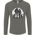 A Horse and Dogs Equestrian Riding Rider Mens Long Sleeve T-Shirt Charcoal