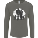A Horse and Dogs Equestrian Riding Rider Mens Long Sleeve T-Shirt Charcoal