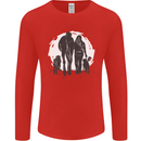 A Horse and Dogs Equestrian Riding Rider Mens Long Sleeve T-Shirt Red