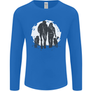 A Horse and Dogs Equestrian Riding Rider Mens Long Sleeve T-Shirt Royal Blue
