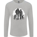 A Horse and Dogs Equestrian Riding Rider Mens Long Sleeve T-Shirt Sports Grey