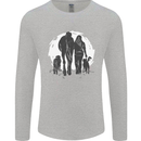 A Horse and Dogs Equestrian Riding Rider Mens Long Sleeve T-Shirt Sports Grey