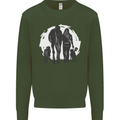 A Horse and Dogs Equestrian Riding Rider Mens Sweatshirt Jumper Forest Green