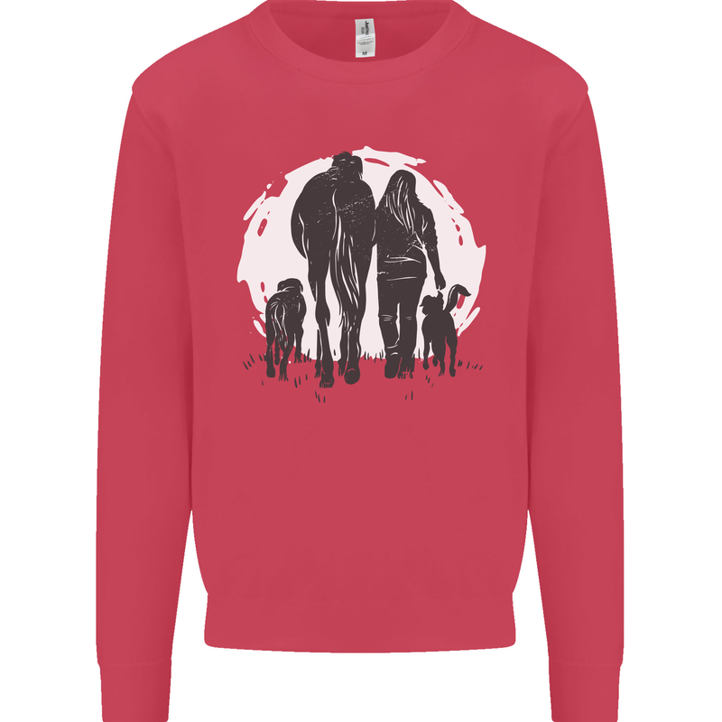 A Horse and Dogs Equestrian Riding Rider Mens Sweatshirt Jumper Heliconia