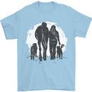 A Horse and Dogs Equestrian Riding Rider Mens T-Shirt Cotton Gildan Light Blue
