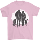 A Horse and Dogs Equestrian Riding Rider Mens T-Shirt Cotton Gildan Light Pink