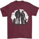 A Horse and Dogs Equestrian Riding Rider Mens T-Shirt Cotton Gildan Maroon