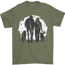 A Horse and Dogs Equestrian Riding Rider Mens T-Shirt Cotton Gildan Military Green