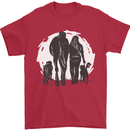 A Horse and Dogs Equestrian Riding Rider Mens T-Shirt Cotton Gildan Red