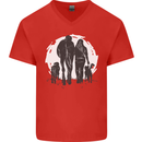 A Horse and Dogs Equestrian Riding Rider Mens V-Neck Cotton T-Shirt Red