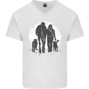 A Horse and Dogs Equestrian Riding Rider Mens V-Neck Cotton T-Shirt White