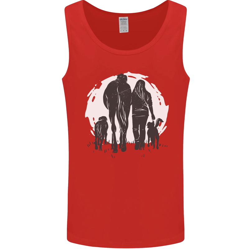 A Horse and Dogs Equestrian Riding Rider Mens Vest Tank Top Red