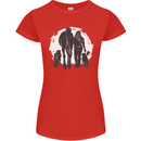 A Horse and Dogs Equestrian Riding Rider Womens Petite Cut T-Shirt Red