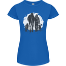 A Horse and Dogs Equestrian Riding Rider Womens Petite Cut T-Shirt Royal Blue