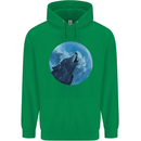 A Howling Wolf Full Moon Werewolves Childrens Kids Hoodie Irish Green