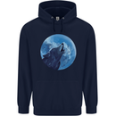 A Howling Wolf Full Moon Werewolves Childrens Kids Hoodie Navy Blue