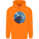 A Howling Wolf Full Moon Werewolves Childrens Kids Hoodie Orange