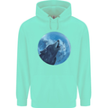 A Howling Wolf Full Moon Werewolves Childrens Kids Hoodie Peppermint