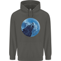 A Howling Wolf Full Moon Werewolves Childrens Kids Hoodie Storm Grey