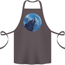A Howling Wolf Full Moon Werewolves Cotton Apron 100% Organic Dark Grey