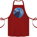 A Howling Wolf Full Moon Werewolves Cotton Apron 100% Organic Maroon