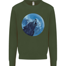 A Howling Wolf Full Moon Werewolves Kids Sweatshirt Jumper Forest Green
