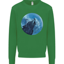 A Howling Wolf Full Moon Werewolves Kids Sweatshirt Jumper Irish Green