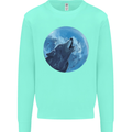 A Howling Wolf Full Moon Werewolves Kids Sweatshirt Jumper Peppermint