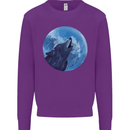 A Howling Wolf Full Moon Werewolves Kids Sweatshirt Jumper Purple