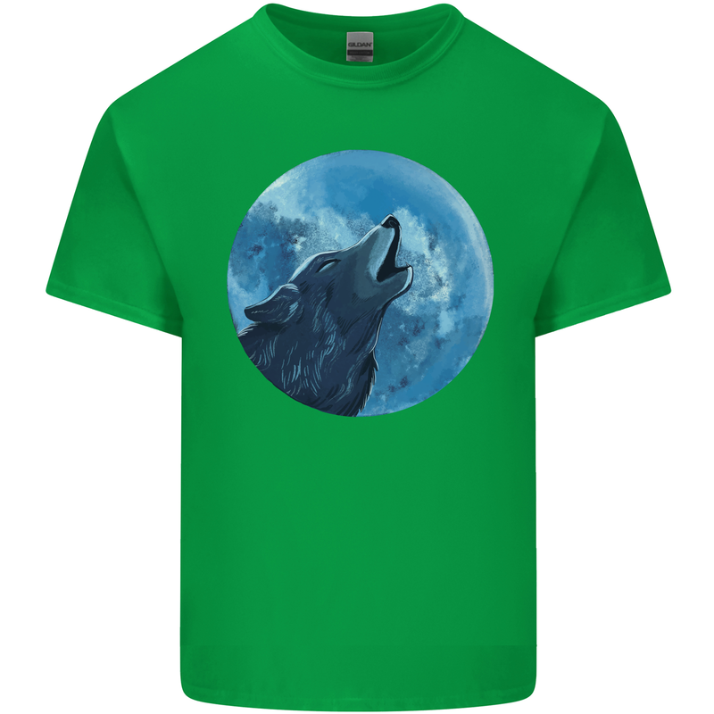 A Howling Wolf Full Moon Werewolves Kids T-Shirt Childrens Irish Green