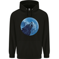 A Howling Wolf Full Moon Werewolves Mens 80% Cotton Hoodie Black