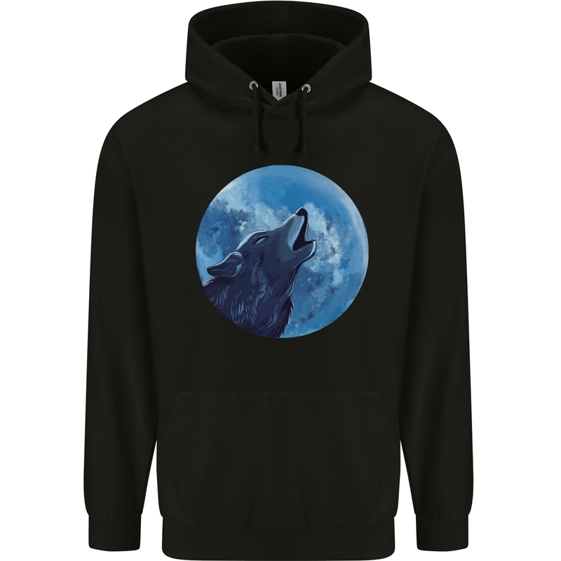 A Howling Wolf Full Moon Werewolves Mens 80% Cotton Hoodie Black