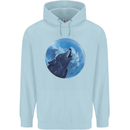 A Howling Wolf Full Moon Werewolves Mens 80% Cotton Hoodie Light Blue