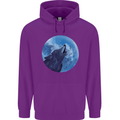 A Howling Wolf Full Moon Werewolves Mens 80% Cotton Hoodie Purple