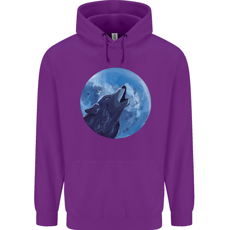 A Howling Wolf Full Moon Werewolves Mens 80% Cotton Hoodie Purple