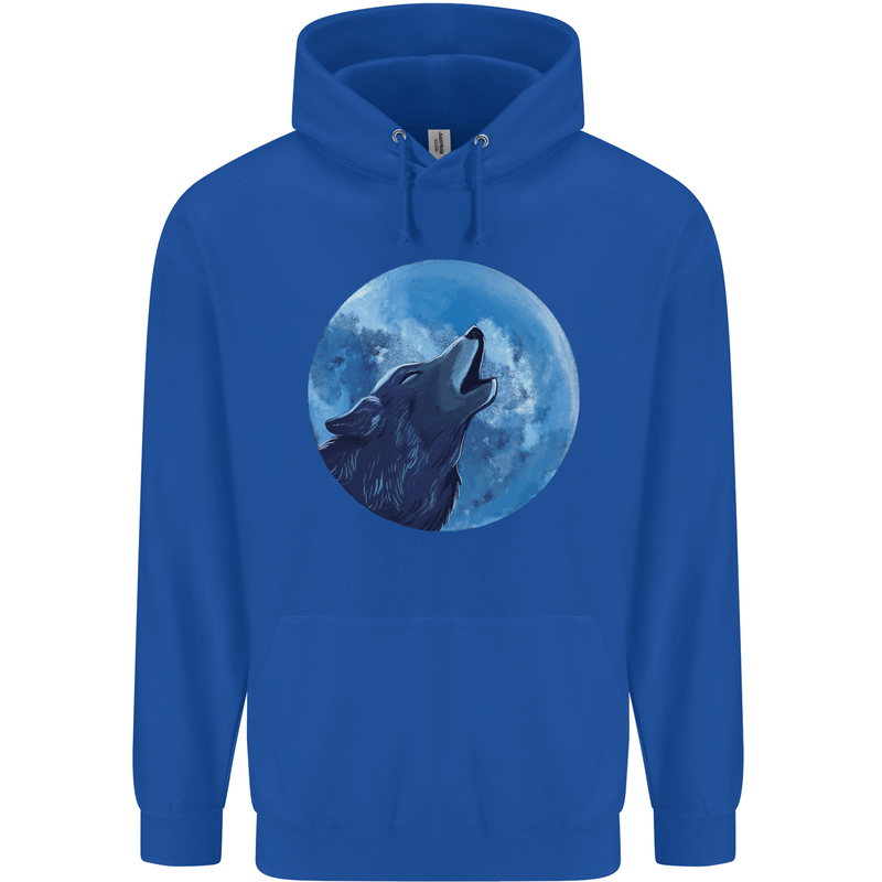 A Howling Wolf Full Moon Werewolves Mens 80% Cotton Hoodie Royal Blue