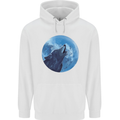 A Howling Wolf Full Moon Werewolves Mens 80% Cotton Hoodie White
