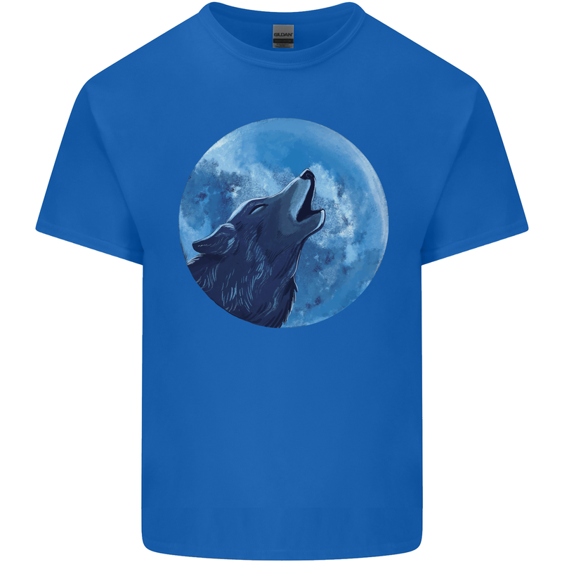 A Howling Wolf Full Moon Werewolves Mens Cotton T-Shirt Tee Top Royal Blue