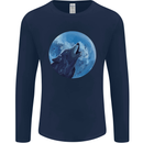 A Howling Wolf Full Moon Werewolves Mens Long Sleeve T-Shirt Navy Blue