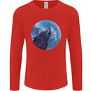 A Howling Wolf Full Moon Werewolves Mens Long Sleeve T-Shirt Red