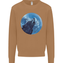 A Howling Wolf Full Moon Werewolves Mens Sweatshirt Jumper Caramel Latte