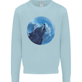 A Howling Wolf Full Moon Werewolves Mens Sweatshirt Jumper Light Blue