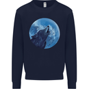 A Howling Wolf Full Moon Werewolves Mens Sweatshirt Jumper Navy Blue